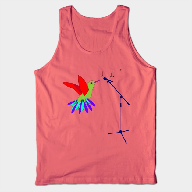 Colorful Bird and Microphone Tank Top by momomoma